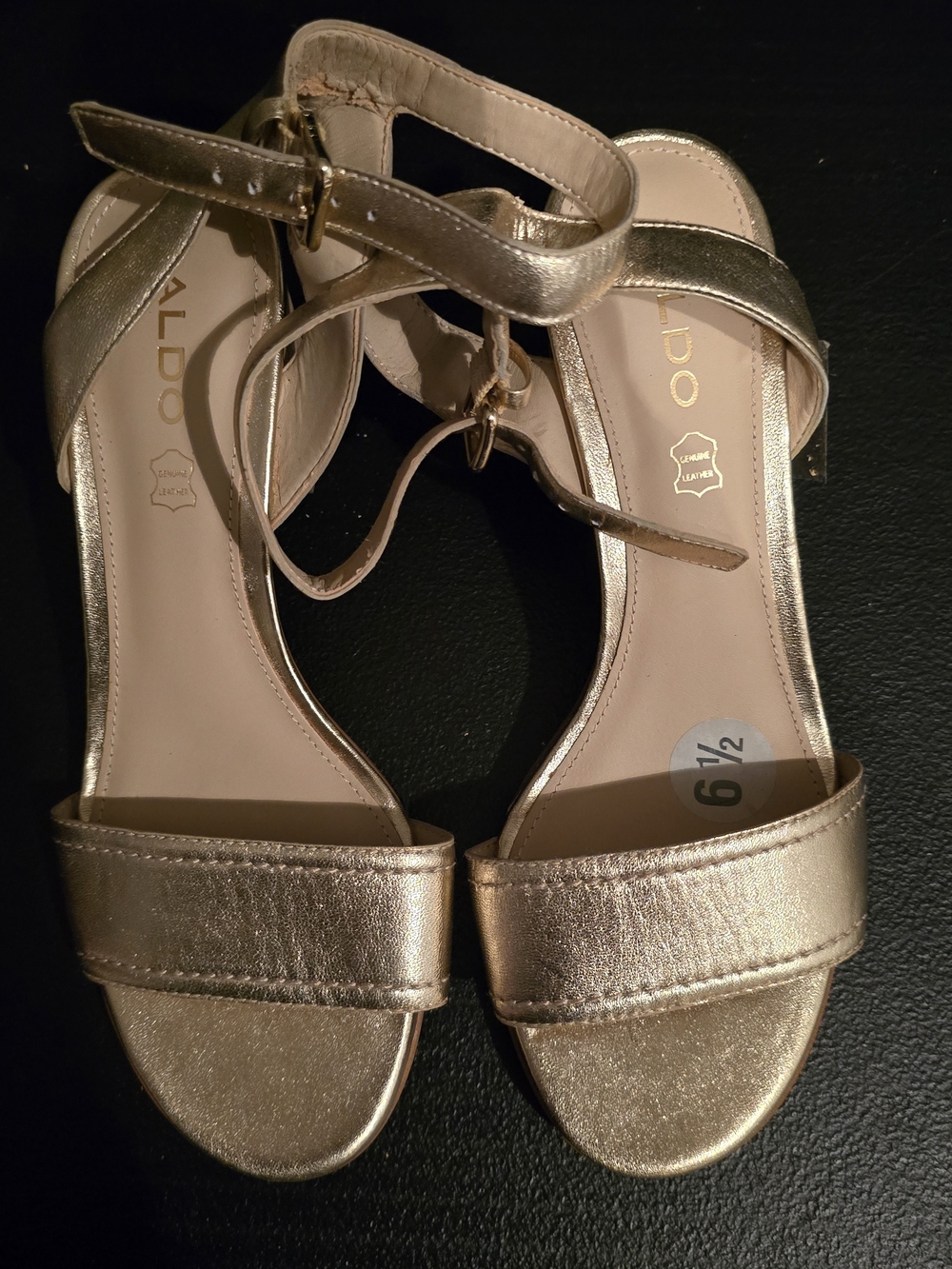ALDO Women's Gold Metallic Ankle Strap Sandals